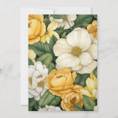 黄、白、緑のフローラ結婚モノグラム 招待状 (裏面)