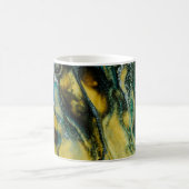 黄、白、青の抽象芸術絵画の コーヒーマグカップ (中央)
