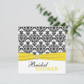 黄、白、黒ダマスクブライダルシャワー招待状 招待状 (スタンド正面)