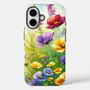 黄、紫、赤の野草植物学 iPhone 16ケース