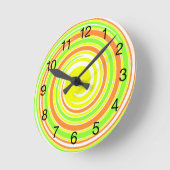 黄、緑、オレンジの抽象芸術らせん ラウンド壁時計 (傾斜)
