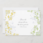 黄、緑、白のフローラ結婚式招待状 招待状 (裏面)