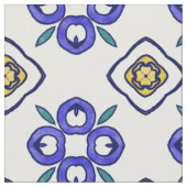 黄、緑、青のフローラダマスクパターン ファブリック (クローズアップ)