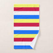 黄、赤、白、青の各ストライプ色 バスタオルセット (ハンドタオル)