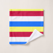 黄、赤、白、青の各ストライプ色 バスタオルセット (ウォッシュタオル)