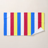 黄、赤、白、青の各ストライプ色 バスタオルセット (ハンドタオル)