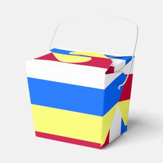 黄、赤、白、青の各ストライプ色 フェイバーボックス (正面サイド)