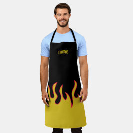 黄、赤、黒の炎パーソナライズされた エプロン