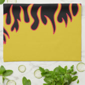 黄、赤、黒の炎パーソナライズされた キッチンタオル (折り畳み)