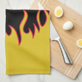 黄、赤、黒の炎パーソナライズされた キッチンタオル (四つ折り)