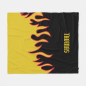 黄、赤、黒の炎パーソナライズされた フリースブランケット (正面(横))