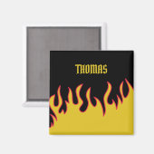 黄、赤、黒の炎パーソナライズされた マグネット (正面/裏面)