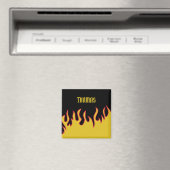 黄、赤、黒の炎パーソナライズされた マグネット (インサイチュ (食洗機))