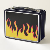 黄、赤、黒の炎パーソナライズされた メタルランチボックス (裏面)