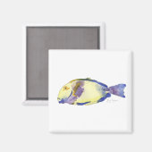 黄/青のフィッシュマグネット マグネット (正面/裏面)