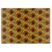 黄・青銅ひまわり花柄 カッティングボード (正面)