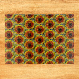 黄・青銅ひまわり花柄 カッティングボード