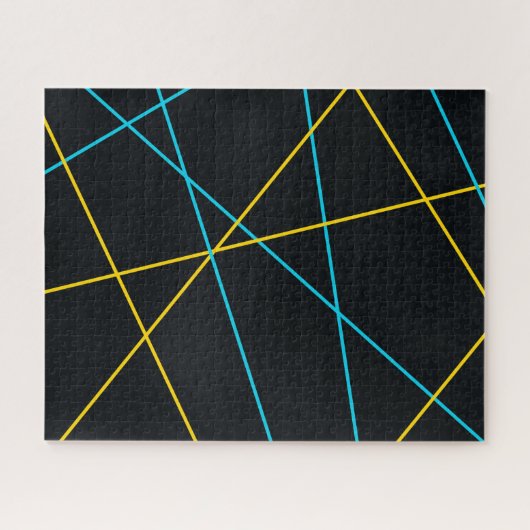 黄、青、カッコいいトレンディー、都市、線モダン ジグソーパズル (横)