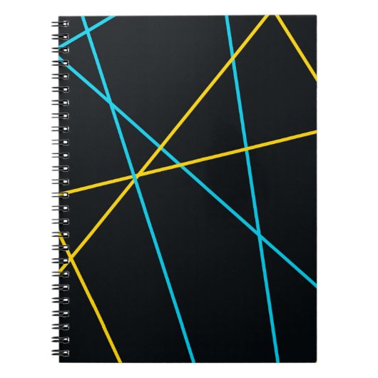 黄、青、カッコいいトレンディー、都市、線モダン ノートブック (正面)