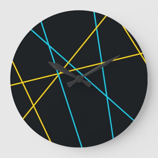黄、青、カッコいいトレンディー、都市、線モダン ラージ壁時計 (正面)