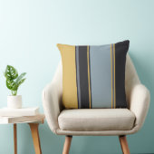 黄、青、灰色のストライプ クッション (椅子)