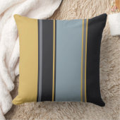 黄、青、灰色のストライプ クッション (ブランケット)