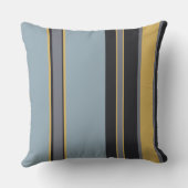 黄、青、灰色のストライプ クッション (裏面)