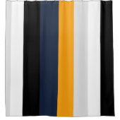 黄、青、白、黒の各ストライプ色 シャワーカーテン (正面)