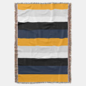 黄、青、白、黒の各ストライプ色 スローブランケット (正面縦)