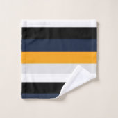 黄、青、白、黒の各ストライプ色 バスタオルセット (ウォッシュタオル)