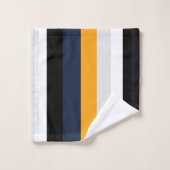 黄、青、白、黒の各ストライプ色 バスタオルセット (ウォッシュタオル)