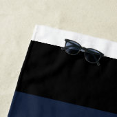 黄、青、白、黒の各ストライプ色 ビーチタオル (インサイチュ)