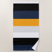 黄、青、白、黒の各ストライプ色 ビーチタオル (正面)