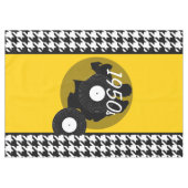 黄、黒、および白のヴィンテージ 市松模様に テーブルクロス (正面(横))