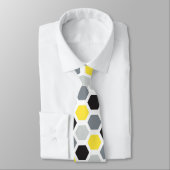 黄、黒、グレー六角パターンメンズ ネクタイ (タイ)