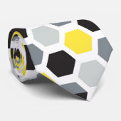 黄、黒、グレー六角パターンメンズ ネクタイ (ロール)