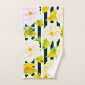 黄、黒、白のタオルセストライプのット バスタオルセット (ハンドタオル)