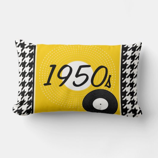 黄、黒、白1950s市松模様にテーマ ランバークッション (正面)