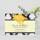 黄、黒、白、カスタム卒業招待状 招待状 (スタンド正面)