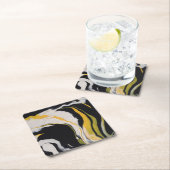 黄、黒、白 スクエアペーパーコースター (インサイチュ)