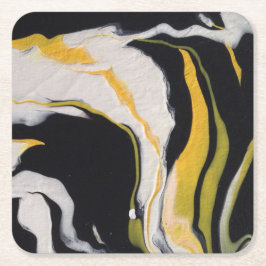 黄、黒、白 スクエアペーパーコースター