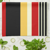 黄、黒、赤の各ストライプ色 キッチンタオル (折り畳み)