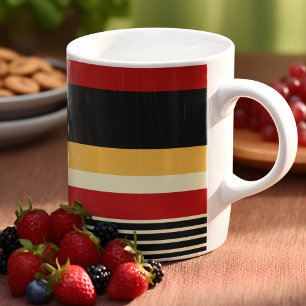 黄、黒、赤の各ストライプ色 コーヒーマグカップ