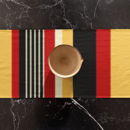 黄、黒、赤の各ストライプ色 ロングテーブルランナー