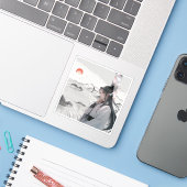黎明の瞑想：学者と鶴 シール (ノートパソコンとiPhone)