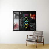 黒あなたのロゴ写真QRコードソーシャルメディアのプロモーション タペストリー (インサイチュ(横))