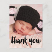 黒ありがとう写真ベビー誕生発表 ポストカード (正面)