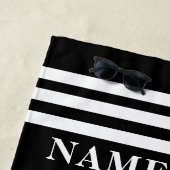 黒いいかりとストライプ名前をカスタムするまたは文字 ビーチタオル (インサイチュ)