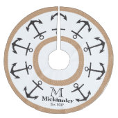 黒いいかりと茶色の航海のロープのファミリ名 ブラッシュドポリエステルツリースカート (正面)