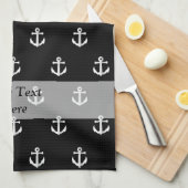 黒いいかりパターン キッチンタオル (四つ折り)